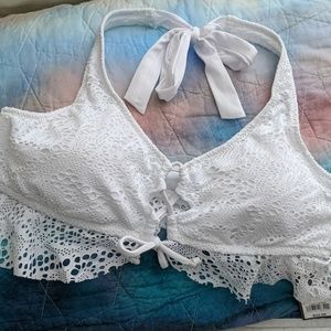 Halter lace swim top